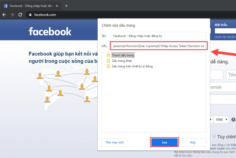 Cách đăng nhập facebook bằng token qua dấu trang