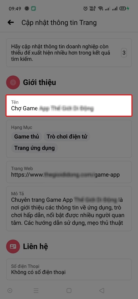 Cách đổi tên trang fanpage