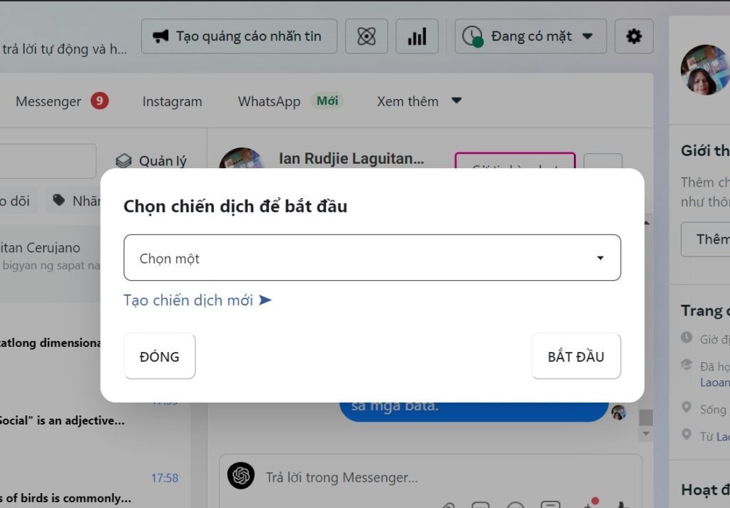 Gửi tin nhắn messenger hàng loạt