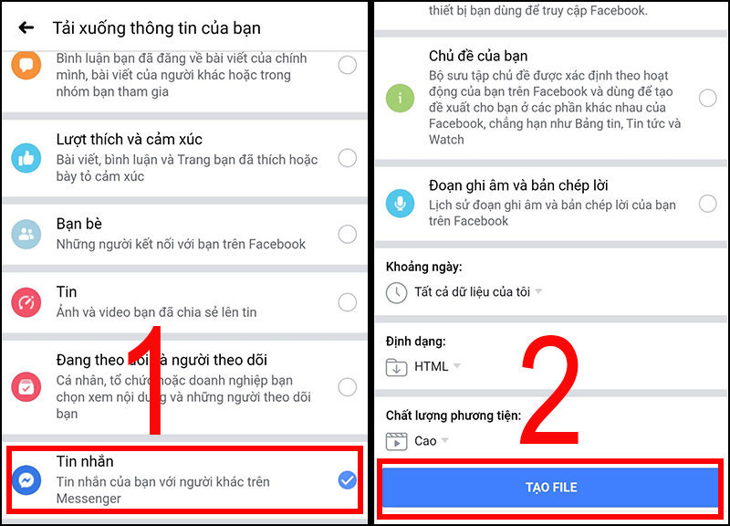 Phục hồi tin nhắn facebook đã xóa trên điện thoại