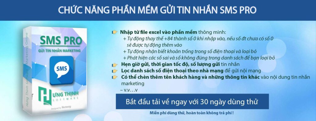 Phần mềm gửi tin nhắn hàng loạt miễn phí SMS Pro