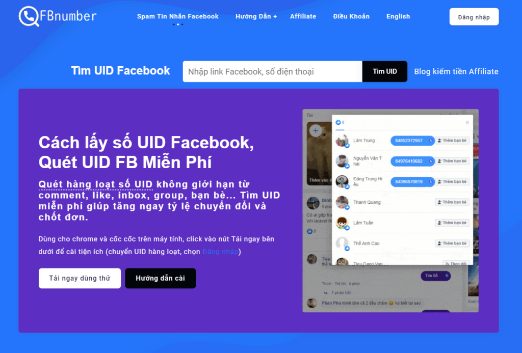 Top 5 tool quét số điện thoại từ UID Facebook