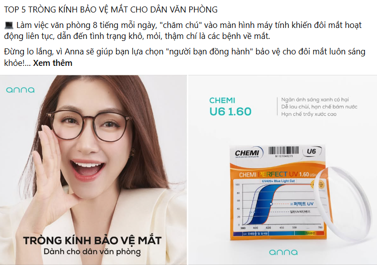 Mẫu content bán kính mắt hút triệu like