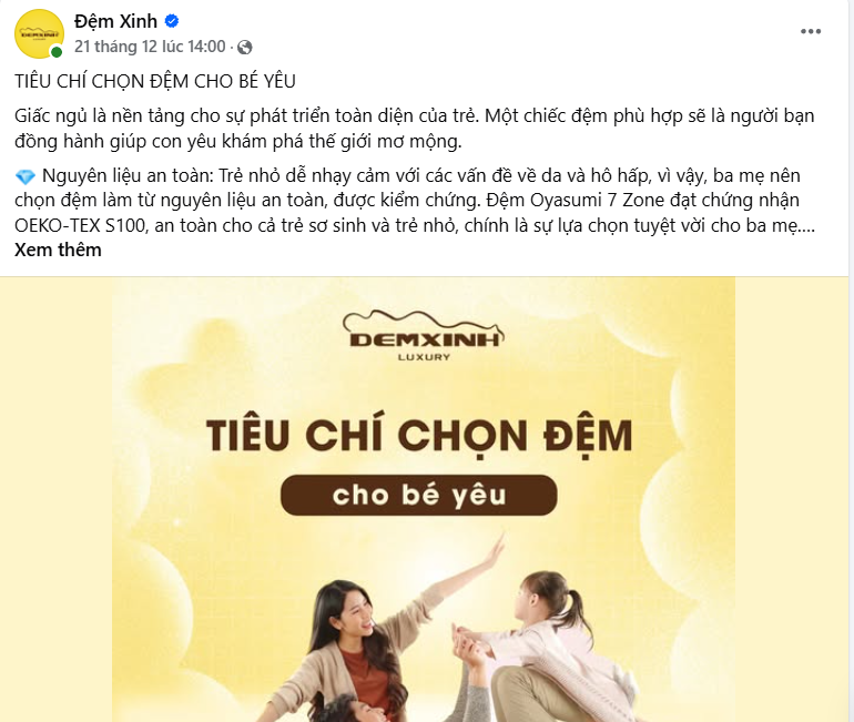 Mẫu content bán nệm chạm đến “Trái tim” khách hàng