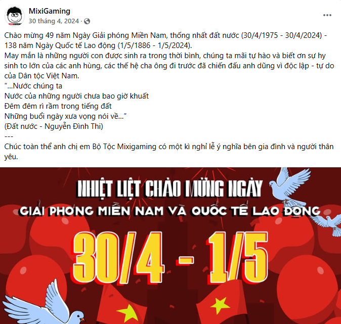 Mẫu content đại lễ 30/4 - 1/5 siêu ấn tượng cho doanh nghiệp