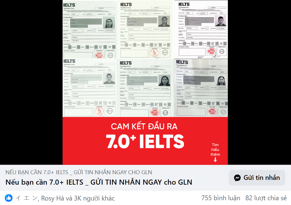 Mẫu content IELTS/TOEIC chiếm trọn niềm tin