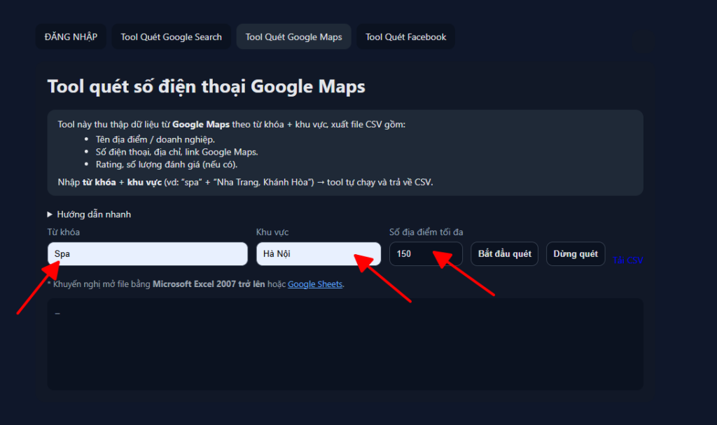 Tool quét data Google Map miễn phí
