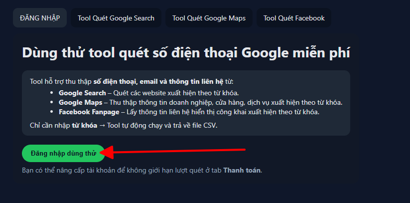 Tool quét data Google Map miễn phí