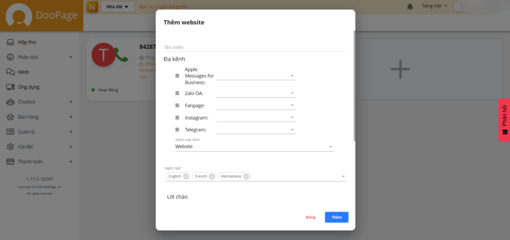Chatbox Doopage A-Z: Nghệ thuật thâu tóm tin nhắn đa kênh 2026 5 Chatbox Doopage A-Z: Nghệ thuật thâu tóm tin nhắn đa kênh 2026