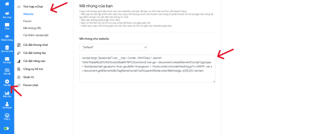 Cách sử dụng vChat toàn tập: Từ cài đặt đến bí quyết "săn khách" trên Website 3 Cách sử dụng vChat toàn tập: Từ cài đặt đến bí quyết "săn khách" trên Website