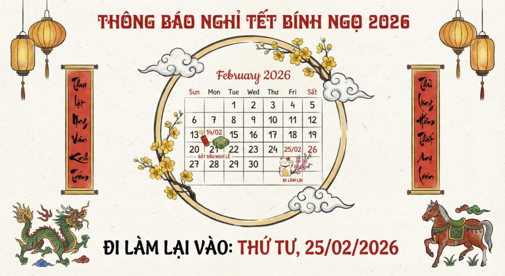 Banner thông báo nghỉ Tết Nguyên Đán 2026