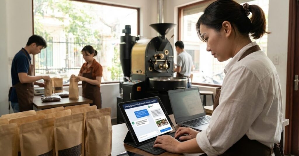 Ứng dụng thực tế của Chatbot AI trong mô hình kinh doanh quán cafe và bán lẻ.