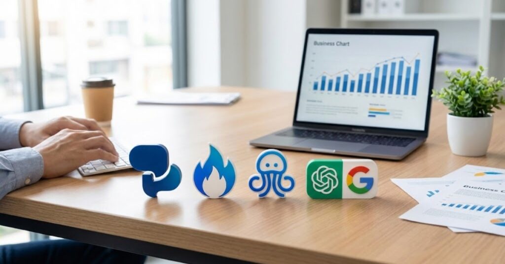 Các công cụ phần mềm Chatbot AI phổ biến cho doanh nghiệp như Tudongchat, ChatGPT, Gemini.