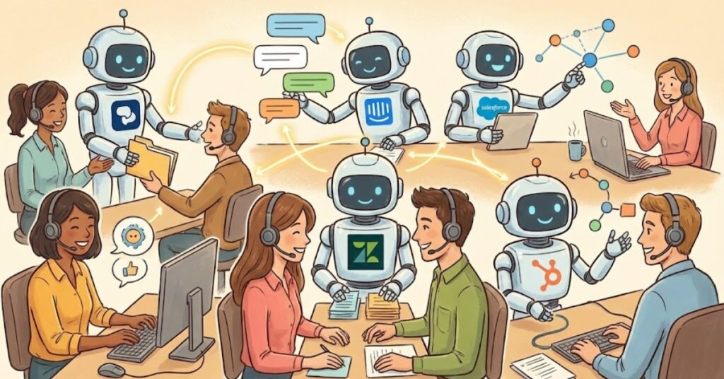 Top 5 công cụ hỗ trợ Hybrid Support tốt nhất 2026: Robot AI TuDongChat, Intercom, Zendesk hỗ trợ nhân viên CSKH.