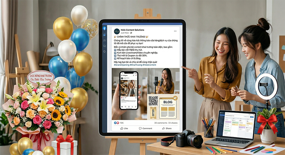 Mẫu content khai trương ấn tượng
