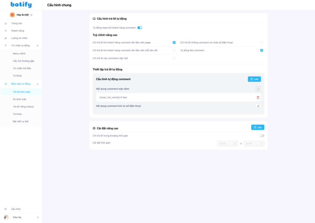 Cách tự động trả lời comment Facebook