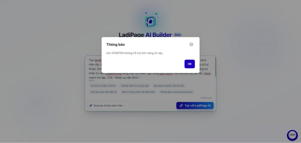 Review LadiPage AI Builder là gì? Gói Starter 2026 dùng được không?