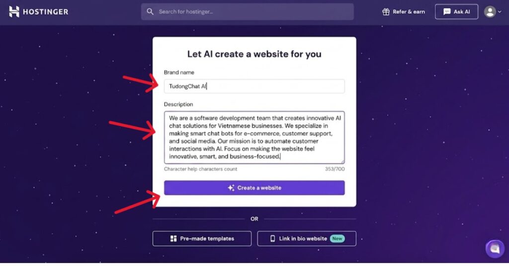 Tạo web bằng AI Hostinger: Đánh giá tool không code mới nhất 2026