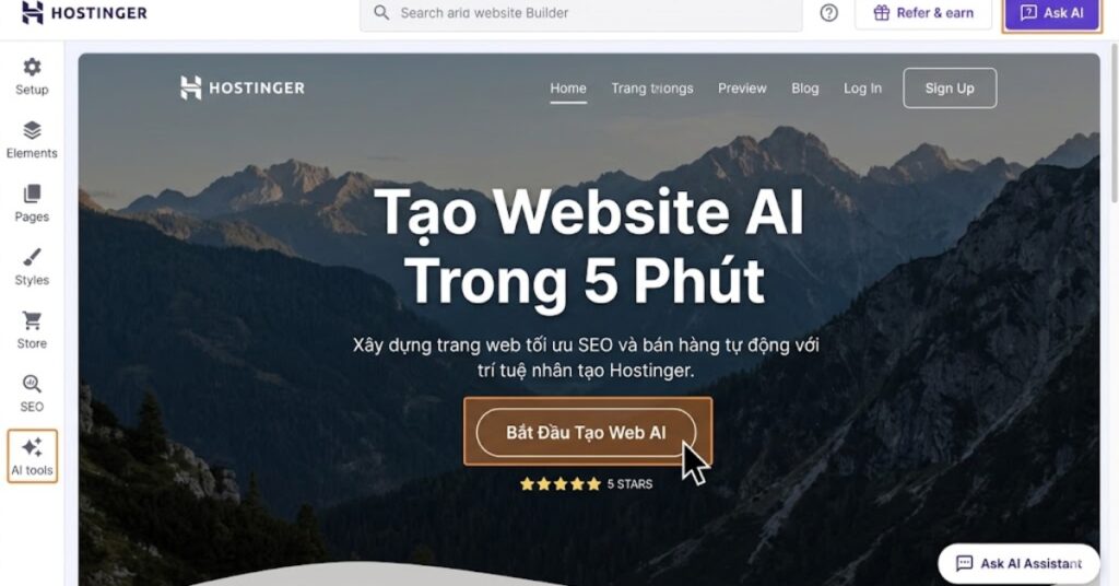 Tạo web bằng AI Hostinger: Đánh giá tool không code mới nhất 2026